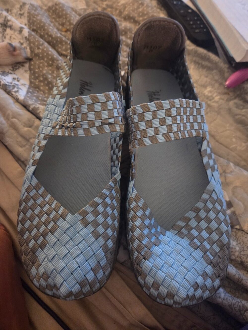 Helen's Heart woven blue and gray Mary Jane slip on size 8/8.5